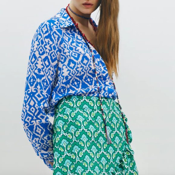 Zara Print Shirt - Blue - Picture 1 of 3